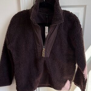 NWT J.Crew Chocolate Brown Sherpa Fleece XS Pullover